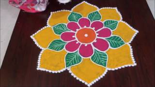 simple and easy rangoli design II free hand kolam II sankranthi muggulu [upl. by Ainesell]