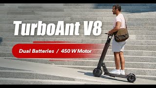 50Mile Longer Range Powered by Dual Batteries  TurboAnt V8 Electric Scooter [upl. by Netnert]