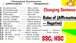 Changing Sentence quotRules of Affirmative to Negativequot SSC HSC [upl. by Chancelor]