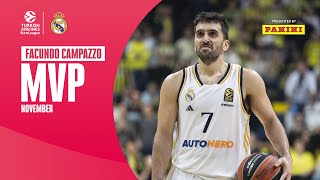 Facundo Campazzo  November MVP  Turkish Airlines EuroLeague [upl. by Capello]