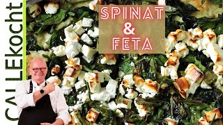 Spinat mit Feta überbacken Rezept für schnelle Feierabend Küche [upl. by Eatnhoj]