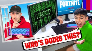 Wireless Keyboard Prank HACK on Little Brother Playing Fortnite Mini Mamba [upl. by Stephenson]