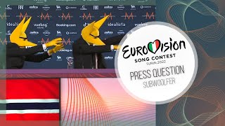 PRESS QUESTION ► Subwoolfer Norway Eurovision 2022 [upl. by Asilram]