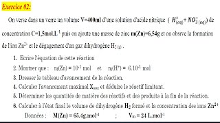 Exercice corrigé 2 suivi dune transformation chimique 1bac science [upl. by Shotton]