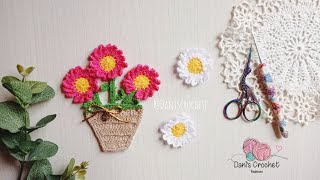 nueva Aplicación de maceta con flores 💐 a crochet fácil y rápido 🌼🌼🌼 [upl. by Nic]