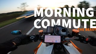 KTM 1290 SUPERDUKE R  MORNING COMMUTE AKRAPOVIC amp DECAT PURE SOUND [upl. by Erelia]