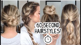 4 60 SECOND HAIRSTYLES Yes I Timed Them Short Medium amp Long Hairstyles [upl. by Cirtap]