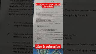 LLB part 1st paper 2023  law of Torts  rajasthan University lawoftorts law advocate shorts [upl. by Sapphira]