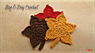 Easy Crochet Fall Autumn Leaf  Bagoday Crochet  Tutorial 344 [upl. by Manfred113]