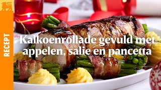 Kalkoenrollade gevuld met appelen salie en pancetta [upl. by Odarbil]