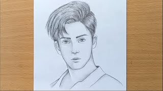 Boy face pencil sketch  How to draw a boy step by step [upl. by Aisan844]