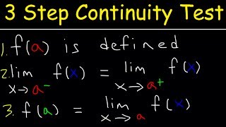 3 Step Continuity Test Discontinuity Piecewise Functions amp Limits  Calculus [upl. by Sekyere]