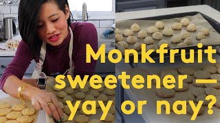 MONKFRUIT SWEETENER vs REGULAR SUGAR  Which is best for baking  sugar substitute test amp review [upl. by Keyek]