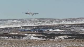 DC6 Landing St George Alaska Everts Air Cargo [upl. by Nlyak]