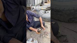 Is it right way to put grease on truck wheel bearing grease repair restoration [upl. by Ettenil]