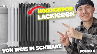 Heizkörper von weiß in schwarz lackieren einfachste Methode 🤯 [upl. by Llertal]