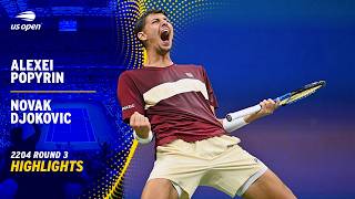 Alexei Popyrin vs Novak Djokovic Highlights  2024 US Open Round 3 [upl. by Pierrette300]