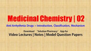 Medicinal Chemistry II 28 Anti Arrhythmia Drugs  Introduction Classification Mechanism [upl. by Gefen147]