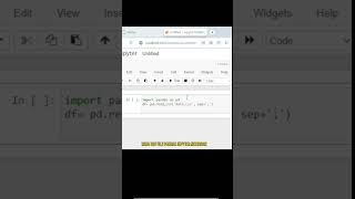 Read CSV File With Pandas Jupyter Notebook shortsvideo shorts [upl. by Nomor149]