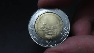 Moneta 500 Lire quotBimetallichequot della Repubblica Italiana [upl. by Aikcin]