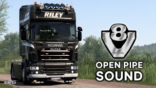 ETS2 144  Scania V8 Open Pipe 20 Brutal Sounds [upl. by Yddeg]