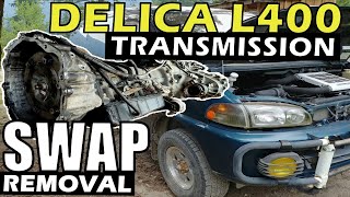 JDM MITSUBISHI DELICA L400 TRANSMISSION REMOVAL IN DETAILS  ASIN 8980 [upl. by Lalla]