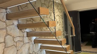 How to fit floating stairs metal home stairscase construction renovation [upl. by Maynard]