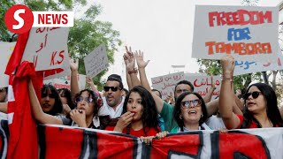 Tunisians protest against President Saied two days before presidential vote [upl. by Wayne]