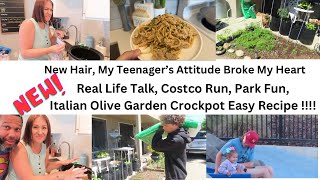 💇🏻‍♀️NEW Hair  My Teenager’s Attitude  Costco Run  Olive Garden Easy Crockpot Recipe  Park Fun [upl. by Hsizan604]