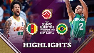 Cameroon 🇨🇲 beat Brazil 🇧🇷 in a thriller both qualify for semis  Highlights  FIBA OQT 2024 Latvia [upl. by Deevan641]