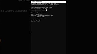 Nslookup CMD command in windows shorts [upl. by Atteve488]