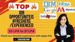 Top Jobs For Freshers  10 37 LPA itjobs infosys myntra freshersjobs2024 [upl. by Erasaec280]