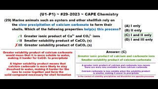 Shell Formation Calcium Carbonate Precipitation  202329U1P1 CAPE Chemistry [upl. by Adnilra]