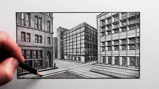 How to Draw Buildings using 2 Point Perspective Narrated [upl. by Lamag]