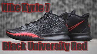 Nike Kyrie 7 Black University Red  DETAILED LOOK [upl. by Nahc]