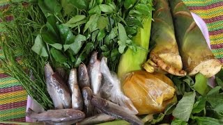 How To Cook Bamboo shoots With Small Fishes Recipe  Cambodian Home Food 2017 [upl. by Violet]