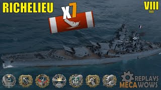 Battleship Richelieu 7 Kills amp 160k Damage  World of Warships Gameplay [upl. by Zaneski]