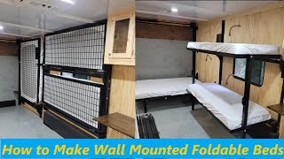 How to make wall mounted foldable beds for your cargo  camper conversion [upl. by Nador]