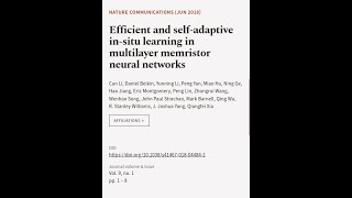 Efficient and selfadaptive insitu learning in multilayer memristor neural networks  RTCLTV [upl. by Lauree]