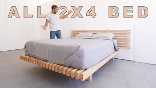 DIY Platform Bed Made from ONLY 2x4s  Modern Builds [upl. by Bose]