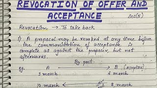 Revocation of offer and acceptance contract act lawful notes [upl. by Ovid]