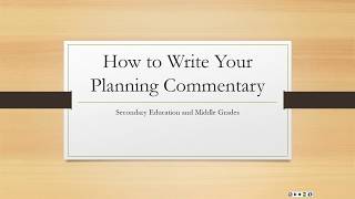 How to Write the Planning Commentary [upl. by Gettings]