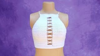 How to crochet A HALTER TOPcrochet topcrochetinginstyle [upl. by Norean]