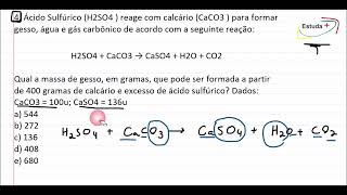 Qual a massa de gesso que pode ser formada a partir de 400 gramas de calcário [upl. by Davenport]