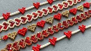 3 IDEAS Beaded Hearts Bracelets Tutorial Beaded Bracelets ❤️ [upl. by Applegate476]