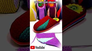 💯💯💯 perfect knit t shirty yarn slippers  penye ip Örgü terlik  knitting  shorts  myhobbyhome [upl. by Murage]