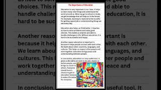 Essay on quotImportance of Educationquot inEnglishParagraph of Importance of Education learnenglish [upl. by Yelsna]