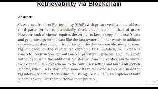 Outsourced Privately Verifiable Proofs of Retrievability via Blockchain [upl. by Rednal]