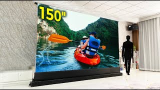 150 Inch Electric Floor Rising ALR Rollable Projector Screen From SCREENPRO [upl. by Novehs]