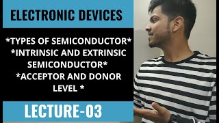 TYPES OF SEMICONDUCTOR  INTRINSIC AND EXTRINSIC SEMICONDUCTOR  ACCEPTOR AND DONOR LEVEL  LECT 03 [upl. by Ettenajna]